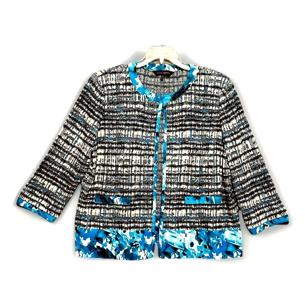 Ming Wang Knit Jacket Women's XL  Career Open Front Smart Savvy Swank